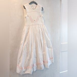 STRASBURG Girls Elegant Smocked Embroidered White Sleeveless Dress Size 10